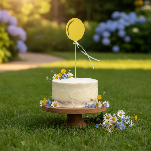 Bloemplugboeketdecoratie taarttopper ballon geel 28cm 8 st | Floristik24.nl