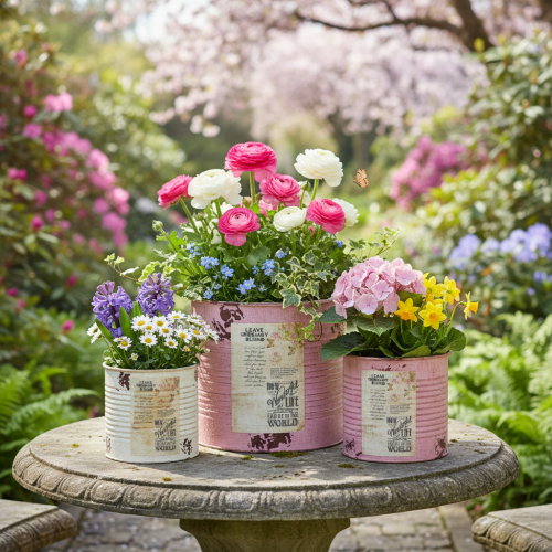 Artikel Bloempottenset voor balkon en tuin, decoratieve plantenbakken, vintage stijl, 15 cm, 3 stuks