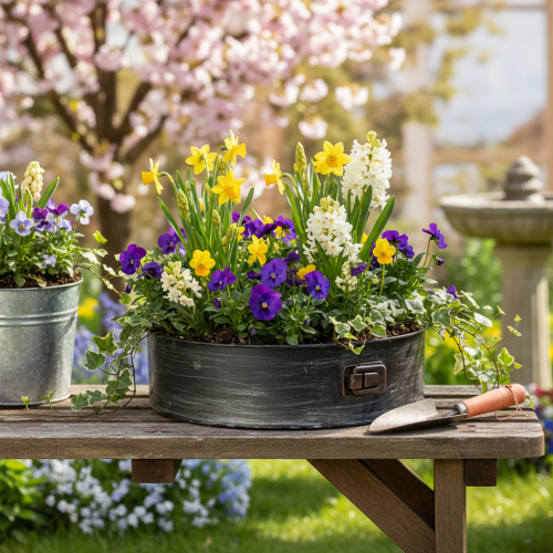 Artikel Bloempot, decoratieve bakvorm, springvorm voor planten, metalen decoratie Ø24cm H7,5cm
