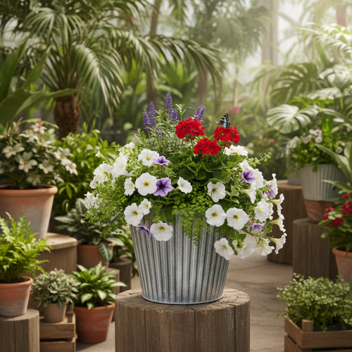 Artikel Bloempot, decoratieve pot met handvatten, metalen plantenpot Ø25,5 cm