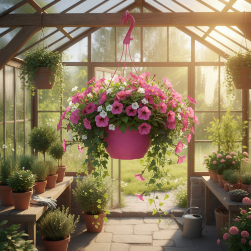 Artikel Hangmand roze plantenpot met gaten Ø25cm H50cm