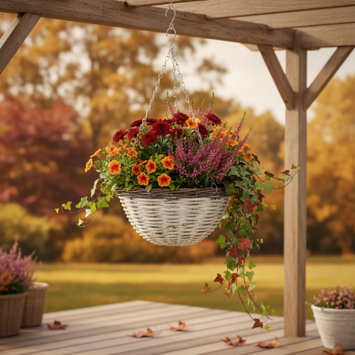 Artikel Hangmand, plantenschaal om op te hangen wit, bruin, shabby chic Ø31.5cm