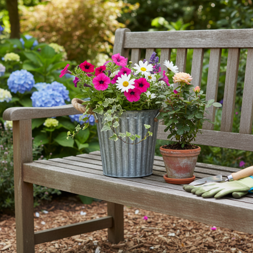 Metalen plantenpot, decoratieve pot met handvatten, bloempot, sierpot Ø16,5 cm | Floristik24.nl