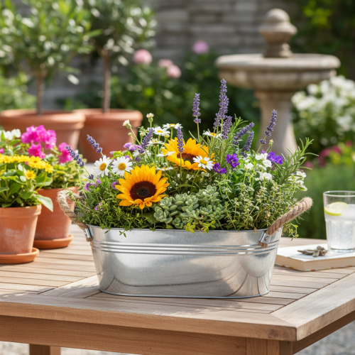 Ovale schaal 35 cm x 21,5 cm x 11,5 cm, glanzend zink | Floristik24.nl