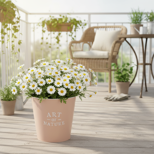 Artikel Zinken bloempot, metalen plantenbak, antieke roos, Ø22cm H21cm