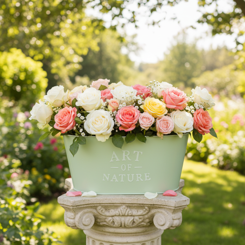 Ovale bloemenvaas van zink, mintgroen, 27 x 18 cm, hoogte 12,5 cm | Floristik24.nl