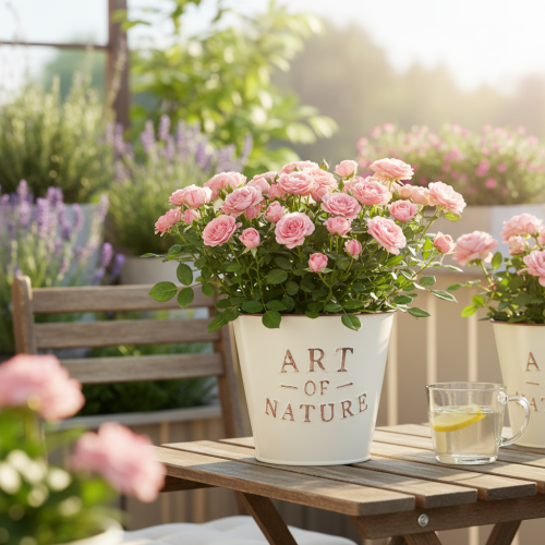 Artikel Zinken bloempot, crème, Ø15cm H13,5cm