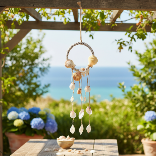 Schelpdecoratie om op te hangen Maritieme hangdecoratie Ø14,5cm H65cm | Floristik24.nl
