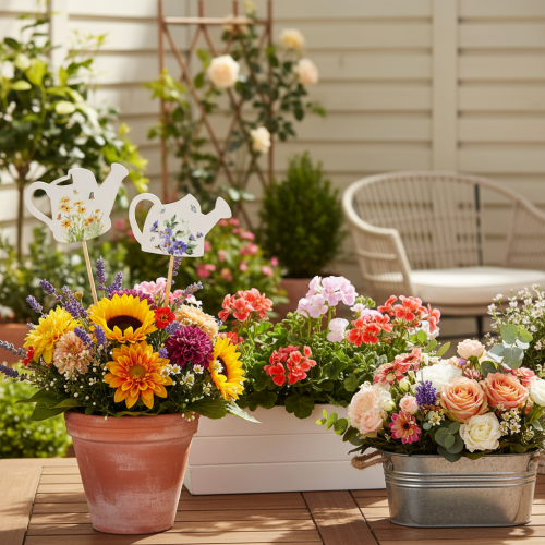 Artikel Decoratieve stokken in de vorm van gieters voor bloemenboeketten en balkondecoratie, 34 cm, 12 stuks
