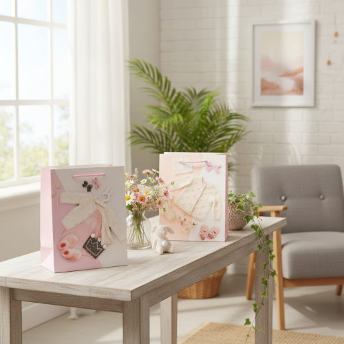 Cadeautasjes voor babymeisjes, geboortecadeautasjes, 23×18 cm, 2 stuks | Floristik24.nl