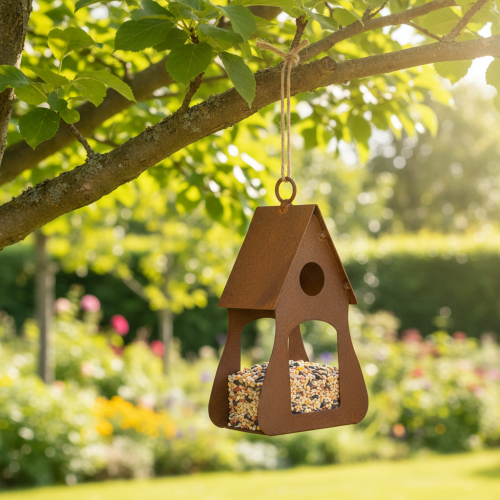 Decoratief hangend vogelhuisje, roestkleurige vogelhuisjesdecoratie, 17,5 cm | Floristik24.nl