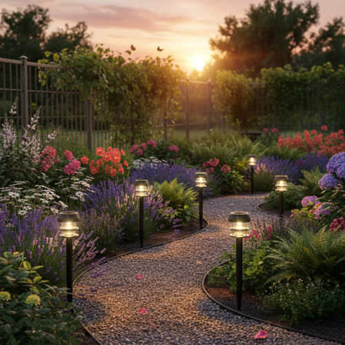 Solar tuinverlichting met grondpen, buitenlampen voor tuinpaden, 35 cm, 6 stuks | Floristik24.nl