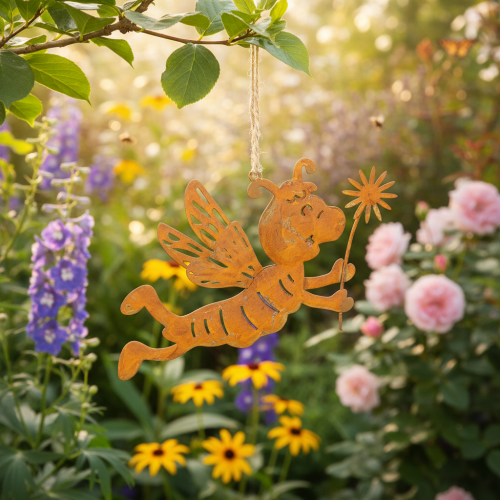 Hangende bijendecoratie, roestkleurig metaal, zomerdecoratie, 12 cm, 6 stuks | Floristik24.nl