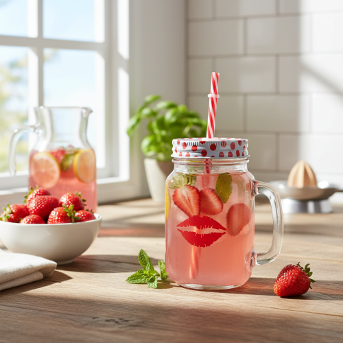 Drinkglas met deksel en handvat Ø7cm H13,5cm | Floristik24.nl