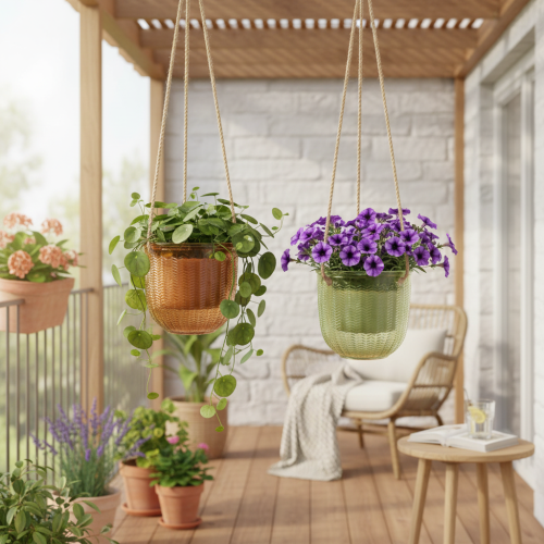 Hangende glazen pot, decoratieve glazen pot, retrostijl, groen/bruin, 14,5 cm, 2 stuks | Floristik24.nl
