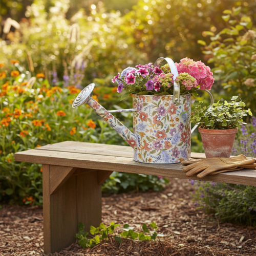 Decoratieve metalen gieter, vintage bloempot, Ø18cm | Floristik24.nl