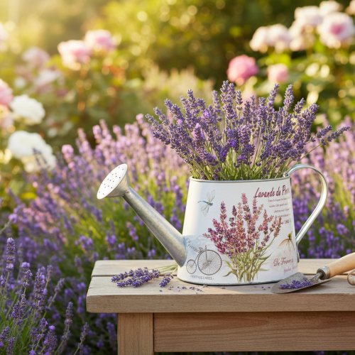 Decoratieve metalen gieter, lavendel, retro tuindesign, 30×11×14,5 cm | Floristik24.nl