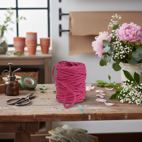 Papieren koord 6mm 23m roze | Floristik24.nl