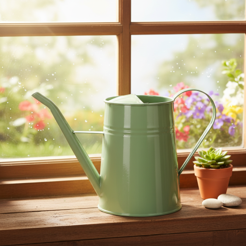 Vintage metalen gieter voor binnen, mintgroen, 1,7 liter; decoratieve vaas, retro design, H23cm | Floristik24.nl