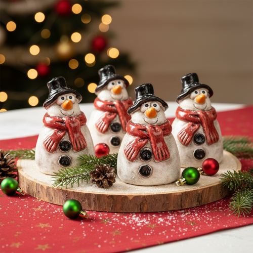 Sneeuwpopfiguurtje met rode sjaal, kerstdecoratie, 10 cm | Floristik24.nl