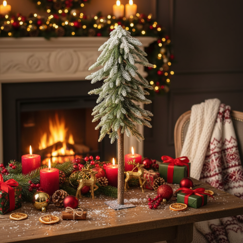 Artikel Kunstmatige kerstboom met sneeuwversiering, winter en kerst, 95 cm