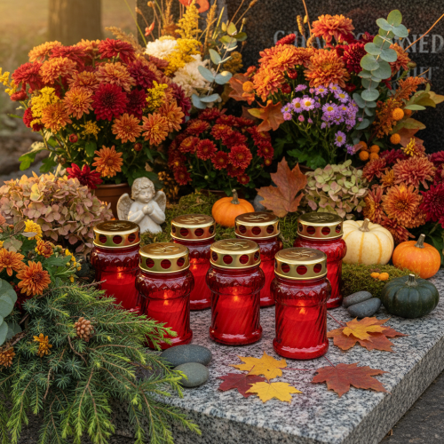 Grafkaars voor herfstgrafversiering voor Allerheiligen en de Zondag van de Doden, 13 cm, 8 stuks | Floristik24.nl