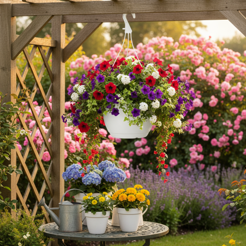 Hangende bloemenmand 25 cm wit | Floristik24.nl