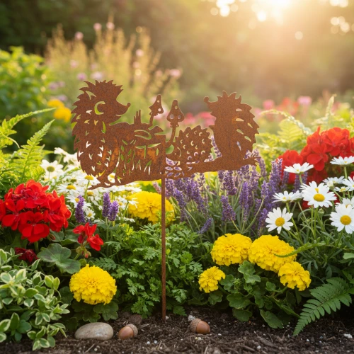 Artikel Tuinsteker met egelmotief, roestkleurige decoratie voor zomer en herfst, 53 cm