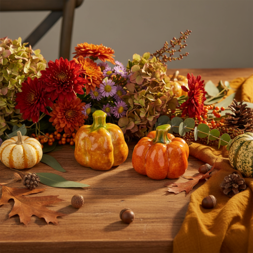 Decoratieve pompoenen voor herfsttafeldecoratie, 6 cm, 2 stuks | Floristik24.nl