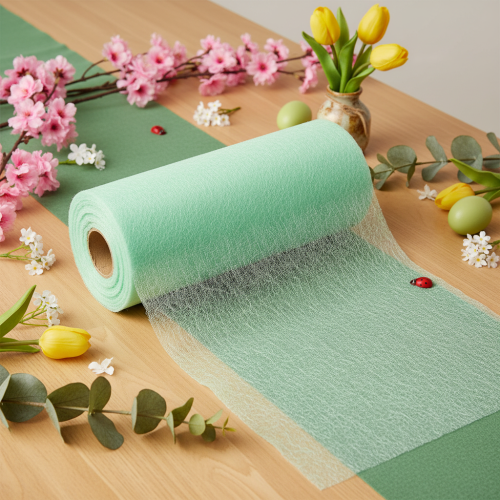 Groene rol vliesstof, 25 meter, tafeldecoratie, per meter verkocht. | Floristik24.nl