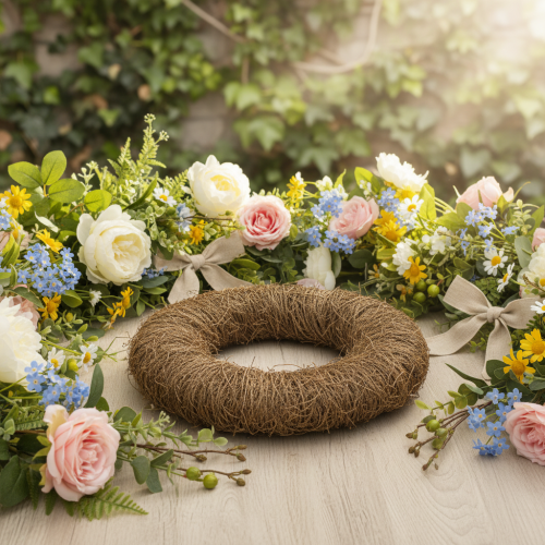 Krans van wijnranken, onbehandeld, rond, natuurlijke krans om mee te knutselen, 45 cm | Floristik24.nl