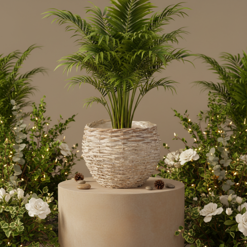 Ronde gevlochten mand, grote decoratieve plantenmand, 23 cm | Floristik24.nl