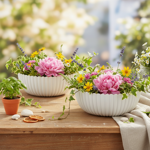 Ronde, geribbelde schaal in wit voor veelzijdige decoratie, 15 cm, 2 stuks | Floristik24.nl