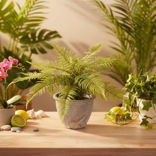Kunstmatige varen in een plantenpot voor woonkamer en kantoor, 35 cm | Floristik24.nl