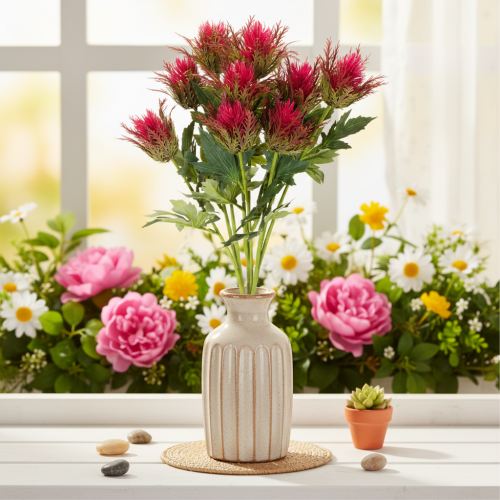 Kunstmatige rode disteltak voor decoratie, 67 cm, 3 stuks | Floristik24.nl