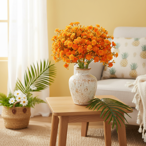Kunstmatige gipskruidtakjes van oranje voor bloemstukken, 30 cm, 10 stuks | Floristik24.nl