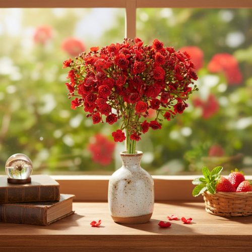 Kunstmatig gipskruid, rood, boeket als bloemdecoratie, 30 cm, 10 stuks | Floristik24.nl