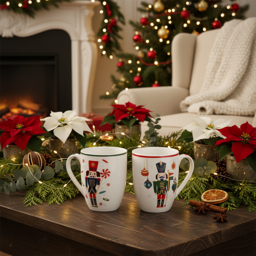 Kerstmok met notenkraker- en zuurstokmotief, 10 cm, 2 stuks | Floristik24.nl