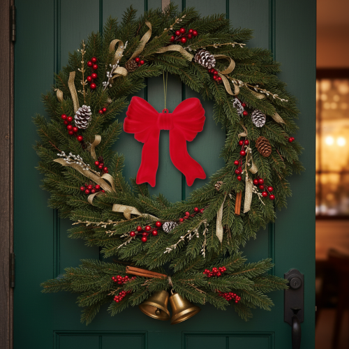 Artikel Decoratieve rode strik om op te hangen, fluweelachtige kerstversiering, 22 cm