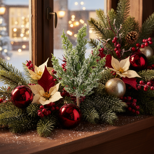 Kunstmatig met sneeuw bedekte dennentak voor bloemstukken en adventsdecoraties, 40 cm, 3 stuks | Floristik24.nl