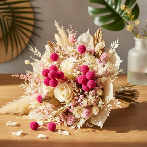 Bosje gedroogde Craspedia-bloemen voor bloemisten, 55 cm, 20 stuks | Floristik24.nl