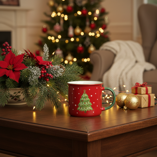 Kerstmok met kerstboommotief, 9 cm | Floristik24.nl