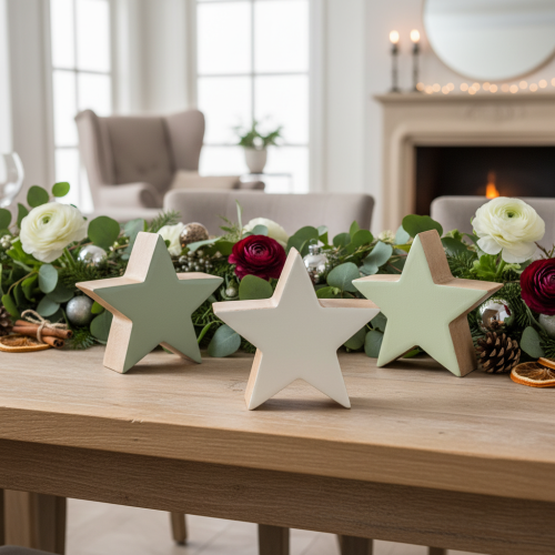 Decoratieve sterfiguurtjes, tafeldecoratie, 10 cm, 3 stuks | Floristik24.nl