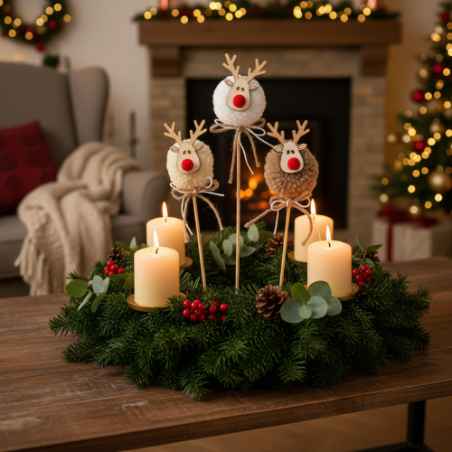 Decoratieve rendierfiguurtjes met pompons, kerstknijpers, 24 cm, 12 stuks | Floristik24.nl