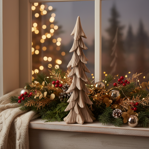 Kleine, met kunstsneeuw bedekte decoratieve kerstboom, tafeldecoratie, 44 cm | Floristik24.nl