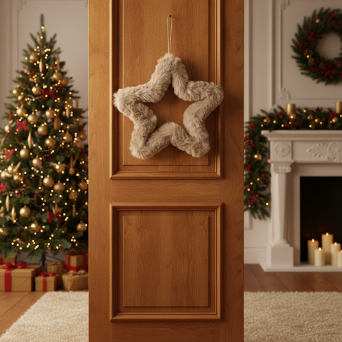 Hangende decoratieve ster van imitatiebont, 21 cm, 4 stuks | Floristik24.nl