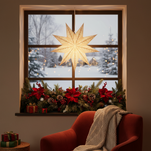 Kerstster LED-decoratie om op te hangen, warm wit, voor binnen, 38 cm | Floristik24.nl