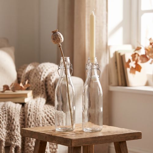 Decoratieve fles flesvaas glazen kaarshouder H27cm 2st | Floristik24.nl