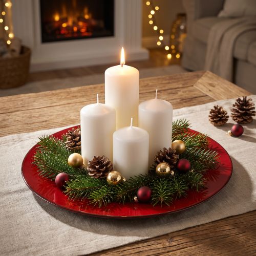 Decoratief bord rood/zwart Ø22cm | Floristik24.nl