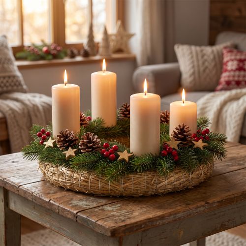 Strokrans blanco 30cm 2-delige set voor Adventdecoratie DIY deurkrans 30/6cm 2 stuks | Floristik24.nl